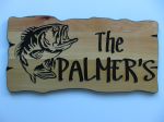 Wooden cottage sign bass fish